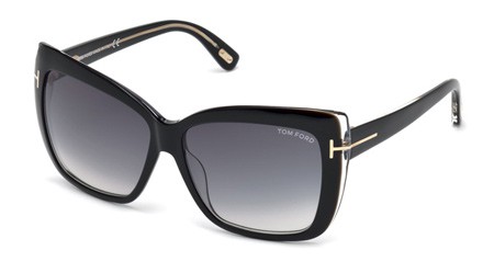 Tom Ford IRINA Sunglasses, 01B - Shiny Black / Gradient Smoke