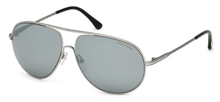 Tom Ford CLIFF Sunglasses, 14C - Shiny Light Ruthenium / Smoke Mirror