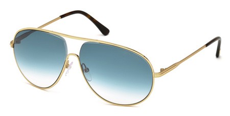 Tom Ford CLIFF Sunglasses, 28P - Shiny Rose Gold / Gradient Green
