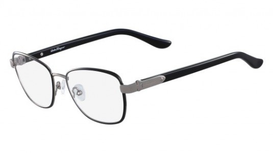Ferragamo SF2144 Eyeglasses, 037 SHINY LIGHT RUTHENIUM-BLACK
