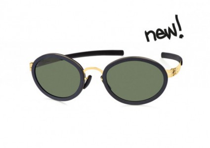 ic! berlin Udo H. Sunglasses, Matte-Gold-Black-Matte / Green Nylon