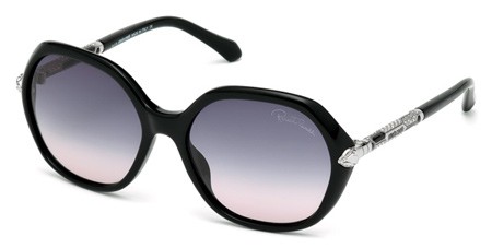 Roberto Cavalli TARAZED Sunglasses, 01B - Shiny Black / Gradient Smoke