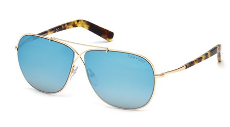 Tom Ford APRIL Sunglasses, 28X - Shiny Rose Gold / Blu Mirror