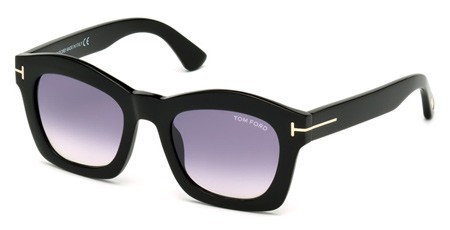 Tom Ford GRETA Sunglasses, 01Z - Shiny Black / Gradient Or Mirror Violet