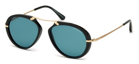 Tom Ford AARON Sunglasses, 01V - Shiny Black / Blue
