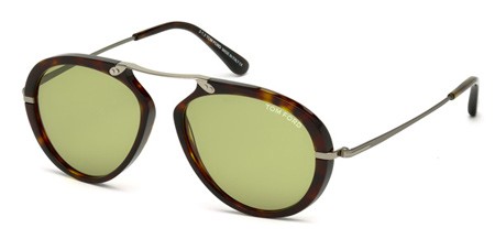 Tom Ford AARON Sunglasses, 52N - Dark Havana / Green